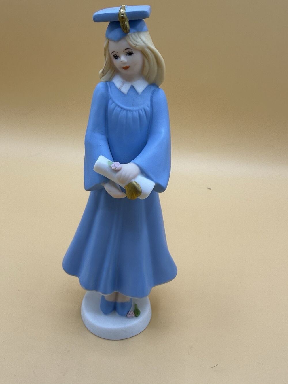 Enesco Growing Up Girls Graduate Figurine Age 18 Blue Gown 1991 Porcelain